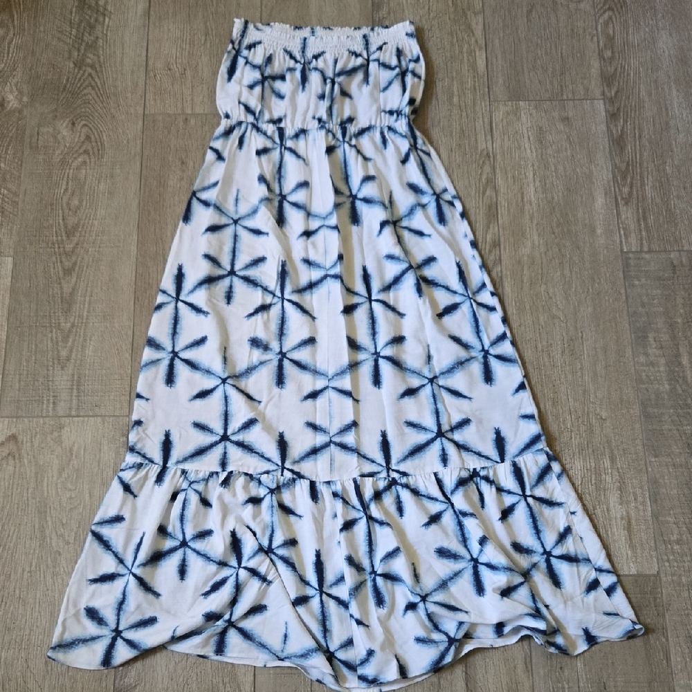 Loft Strapless Blue and White Maxi Dress - Picture 6 of 7